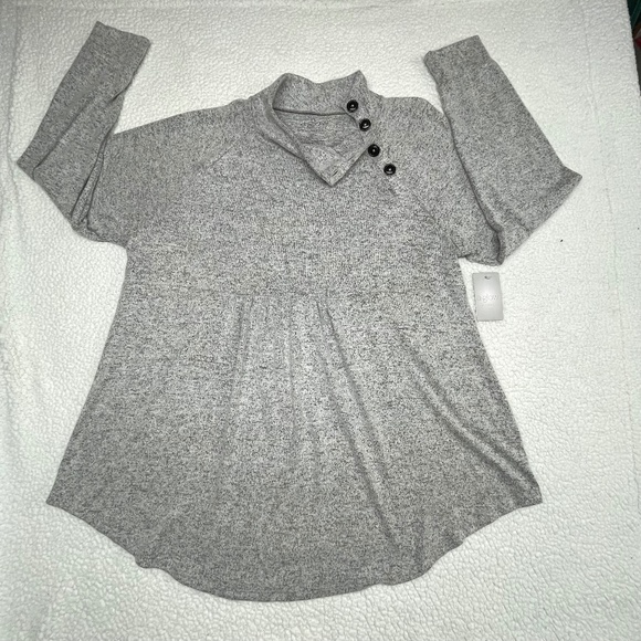 NWT Womens Long Sleeve gray XXL  Mock Neck Top - Picture 1 of 14